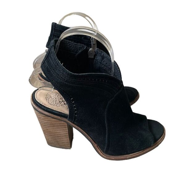 Vince Camuto Peep Toe Stacked Block Heel Faux Suede Sling Back Sandals Size 7.5 - Picture 10 of 12